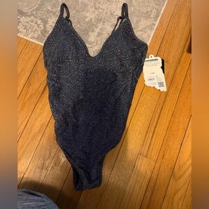 Brand New with tags Love & Sports Sparkle Black One-Piece Swimsuit
